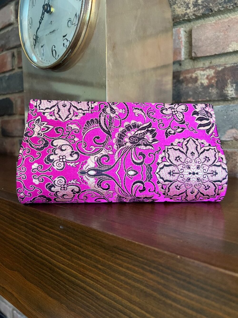 Vibrant Pink Brocade Clutch | Elegant Evening Bag | Statement Piece